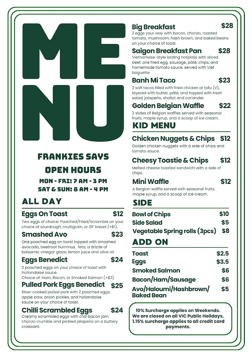 Frankie Says Menu 1