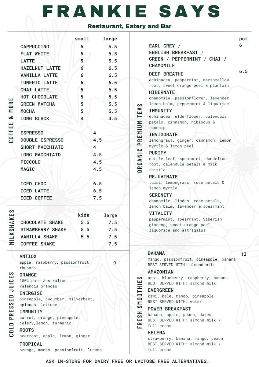 Frankie Says Menu 3