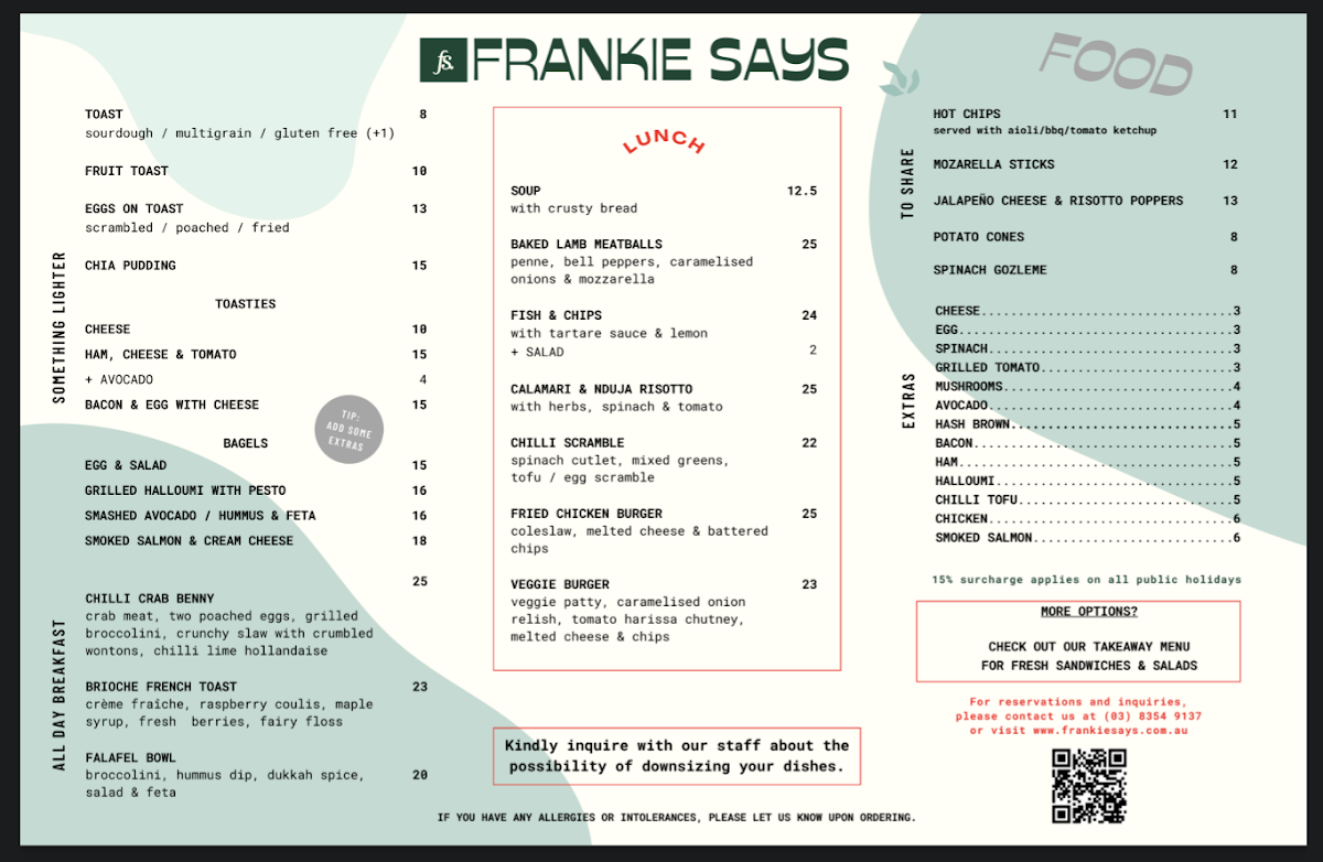 Frankie Says Menu 6