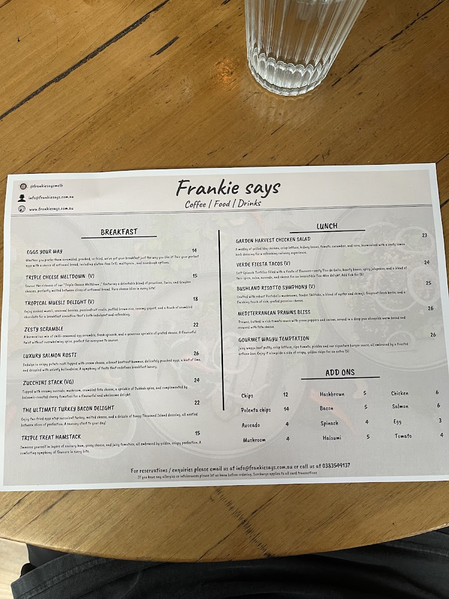 Frankie Says Menu 8