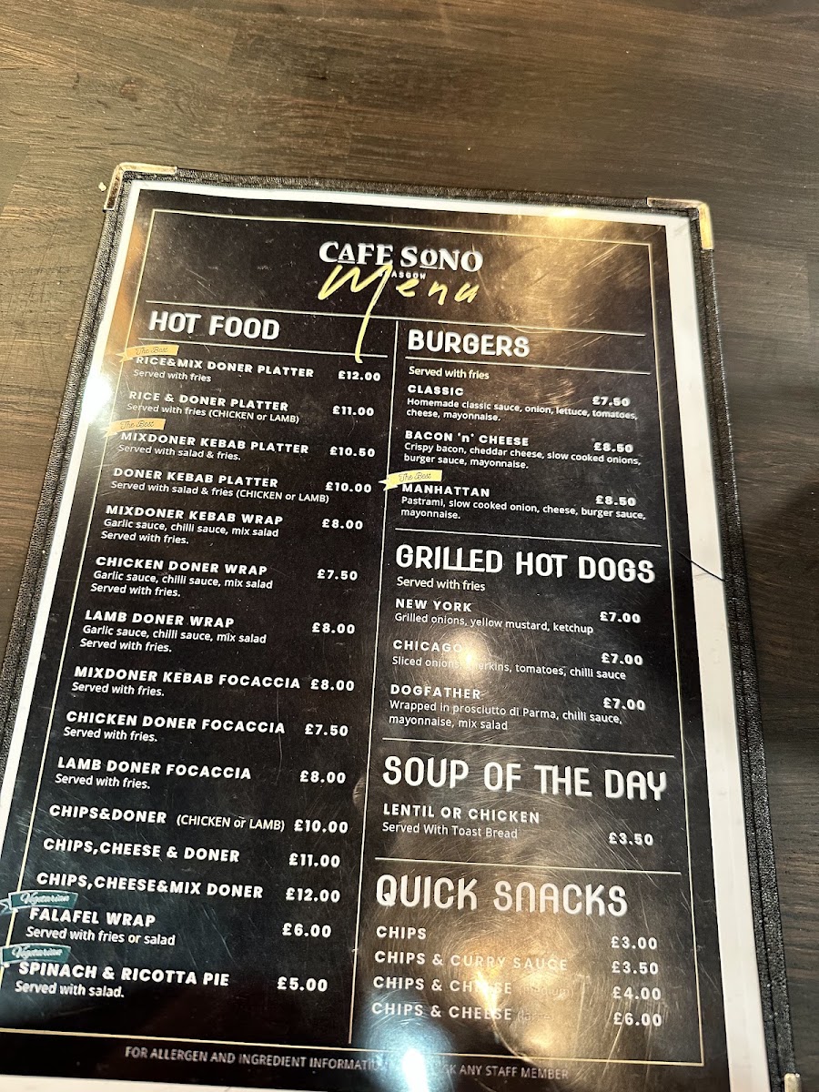 Cafe Sono Menu 2