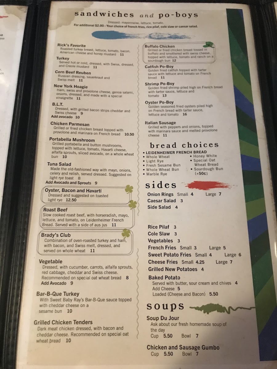Brady's Menu 4