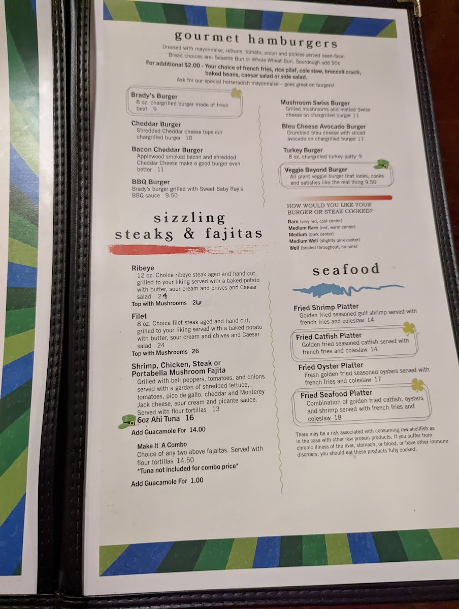 Brady's Menu 6