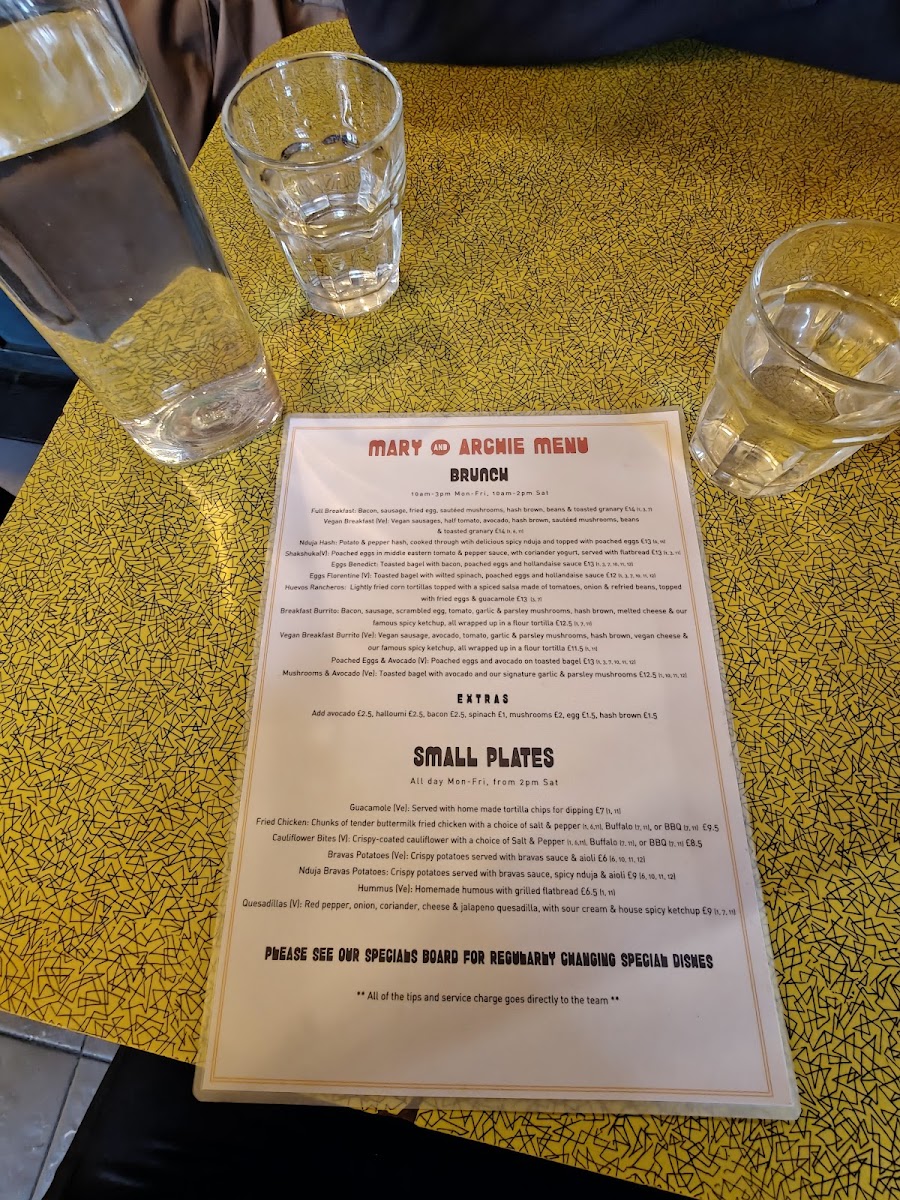 Mary & Archie Menu 1