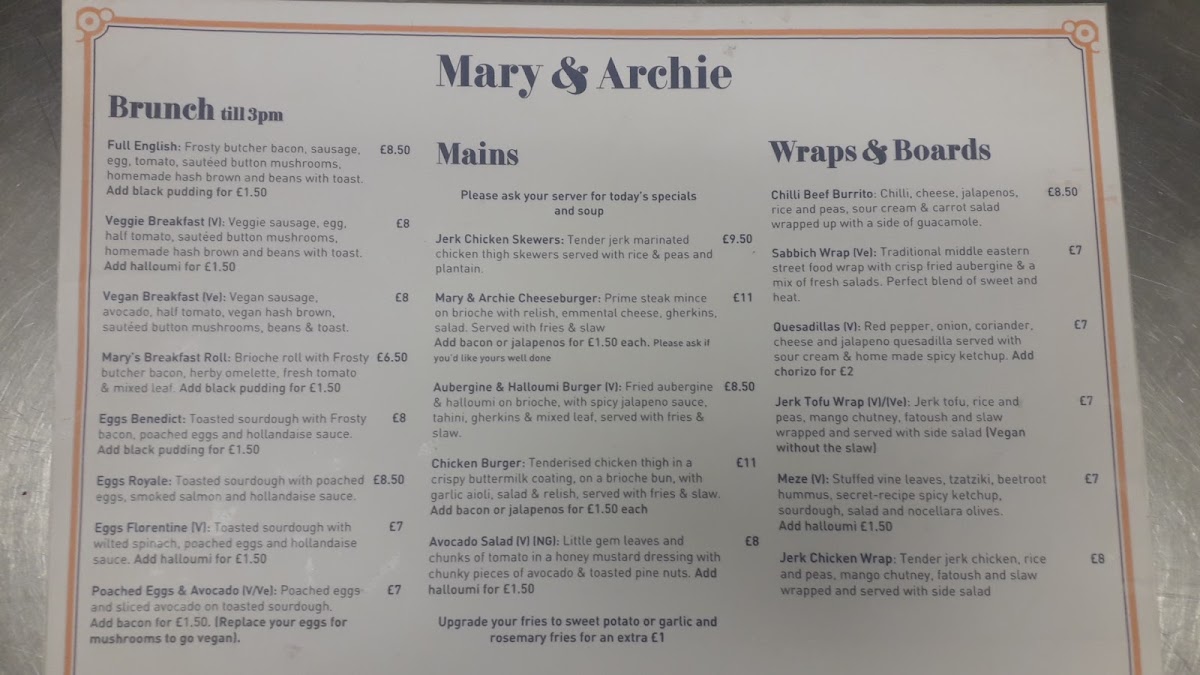 Mary & Archie Menu 10
