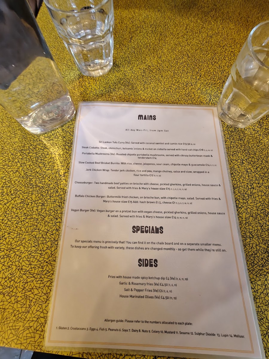 Mary & Archie Menu 3