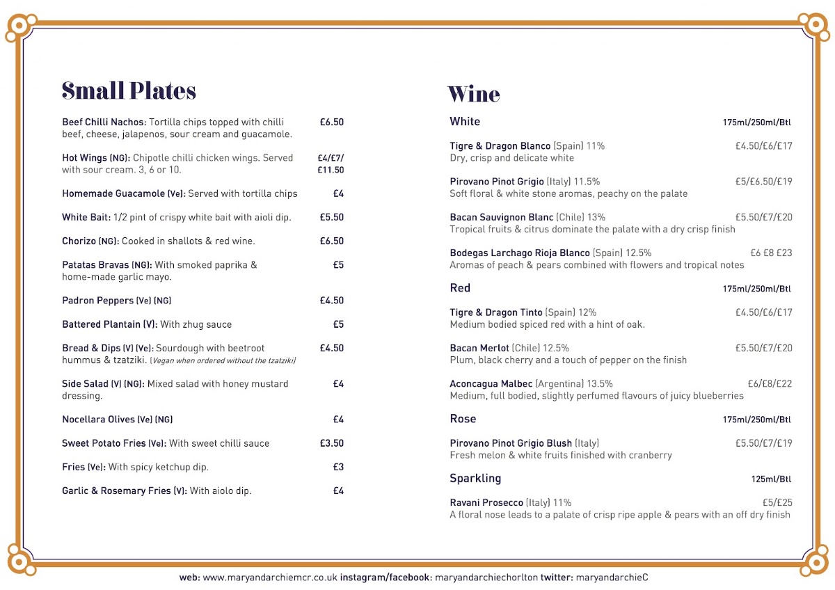Mary & Archie Menu 8