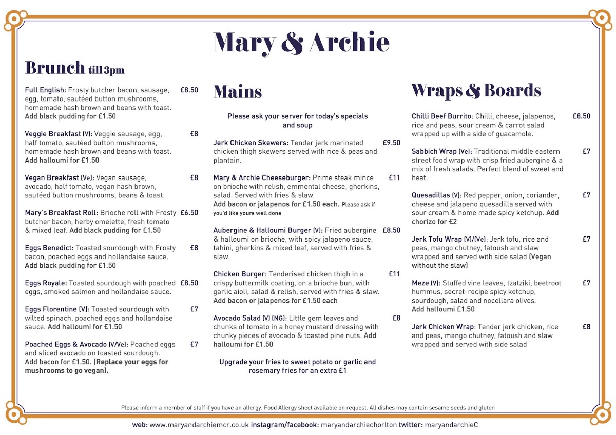Mary & Archie Menu 9