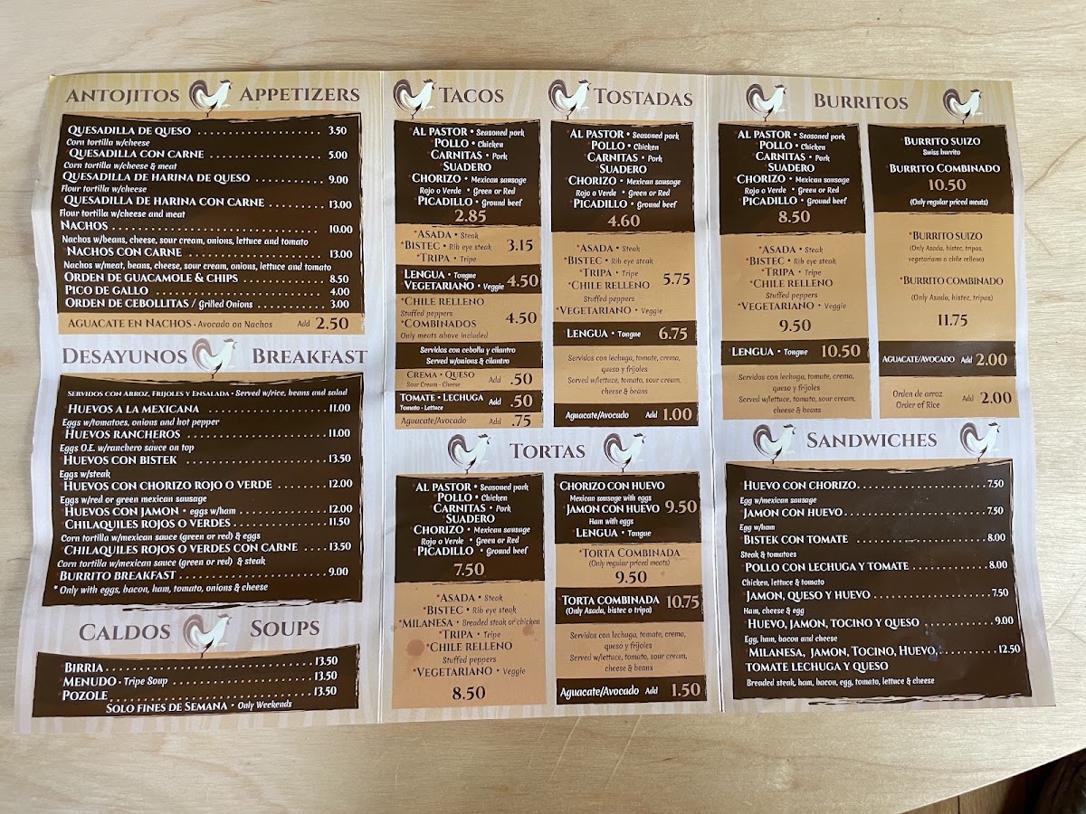El Gallo Bravo Menu 1