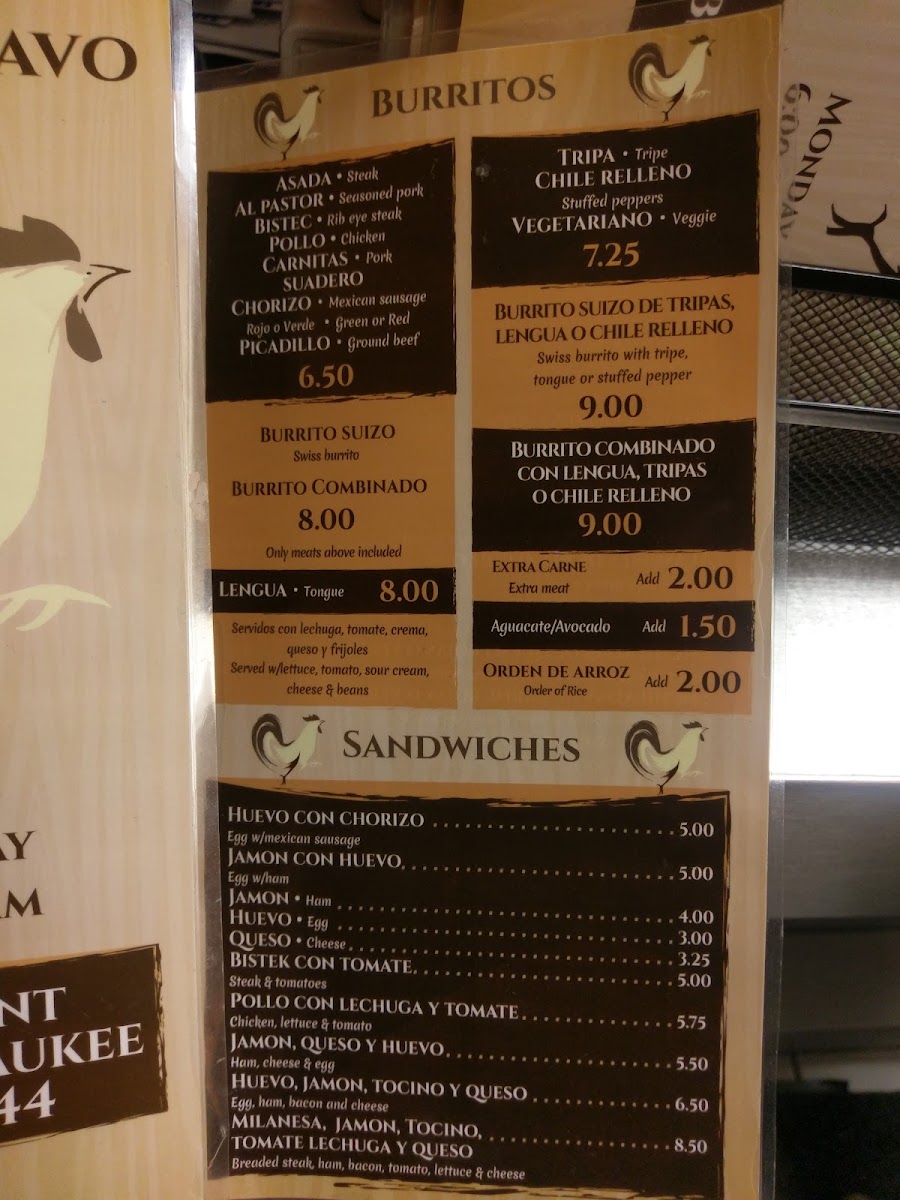 El Gallo Bravo Menu 10