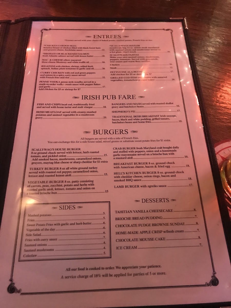 Scallywag's Menu 6