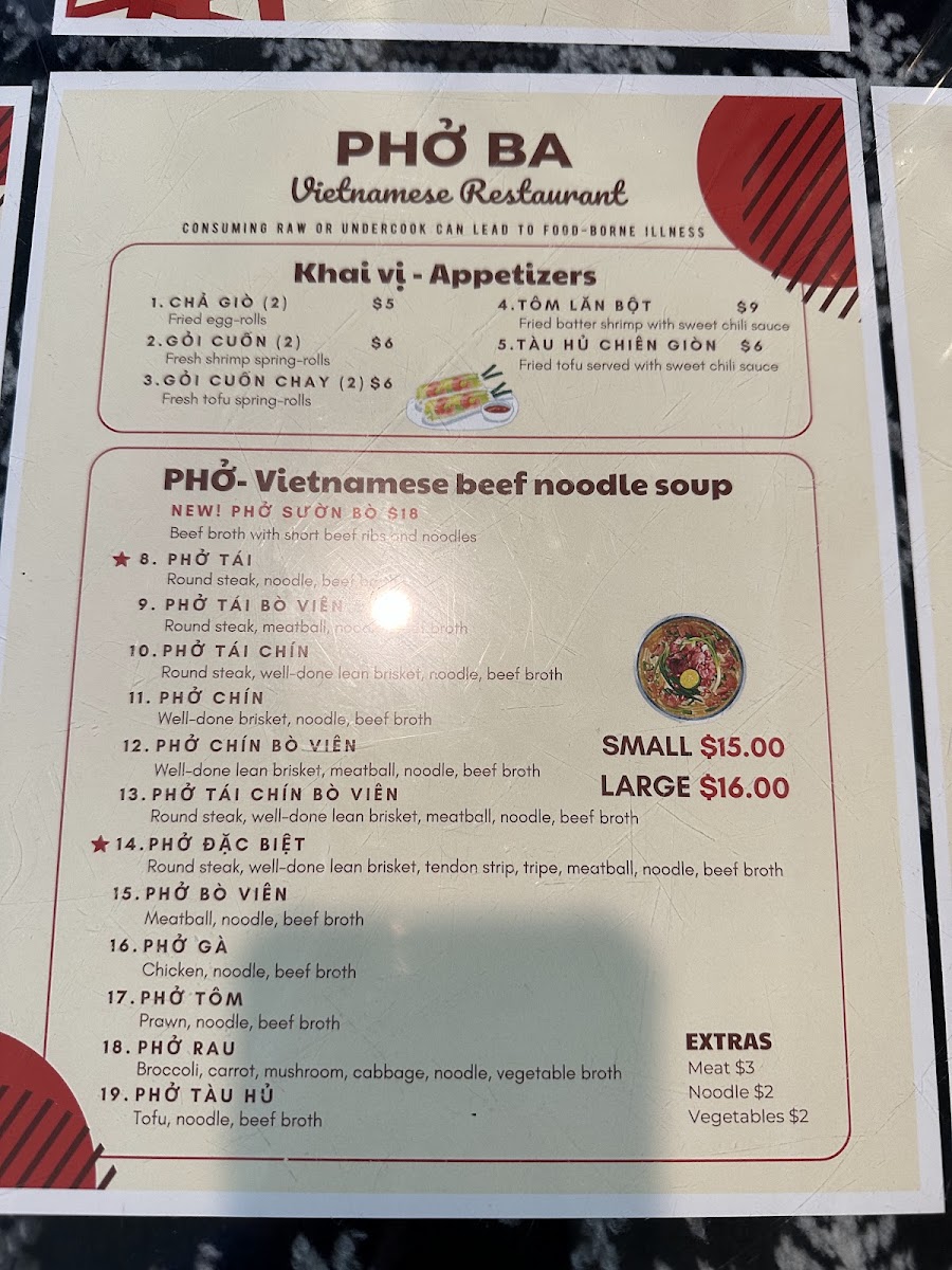 Phở Ba Menu 10