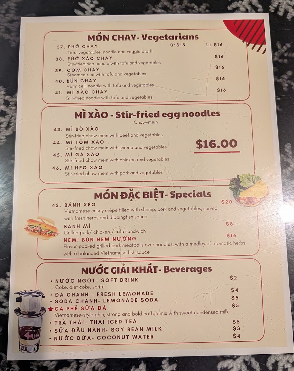 Phở Ba Menu 2