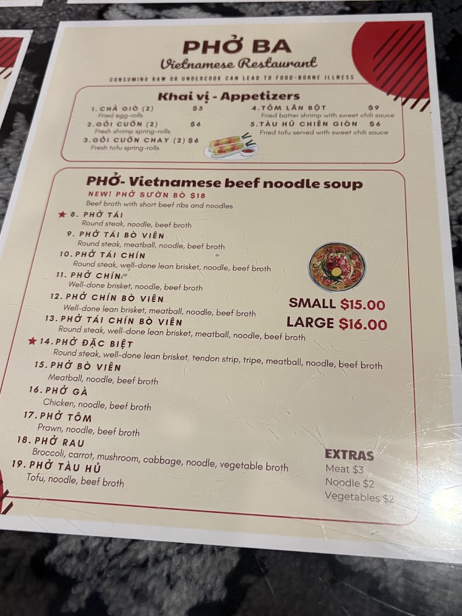 Phở Ba Menu 3
