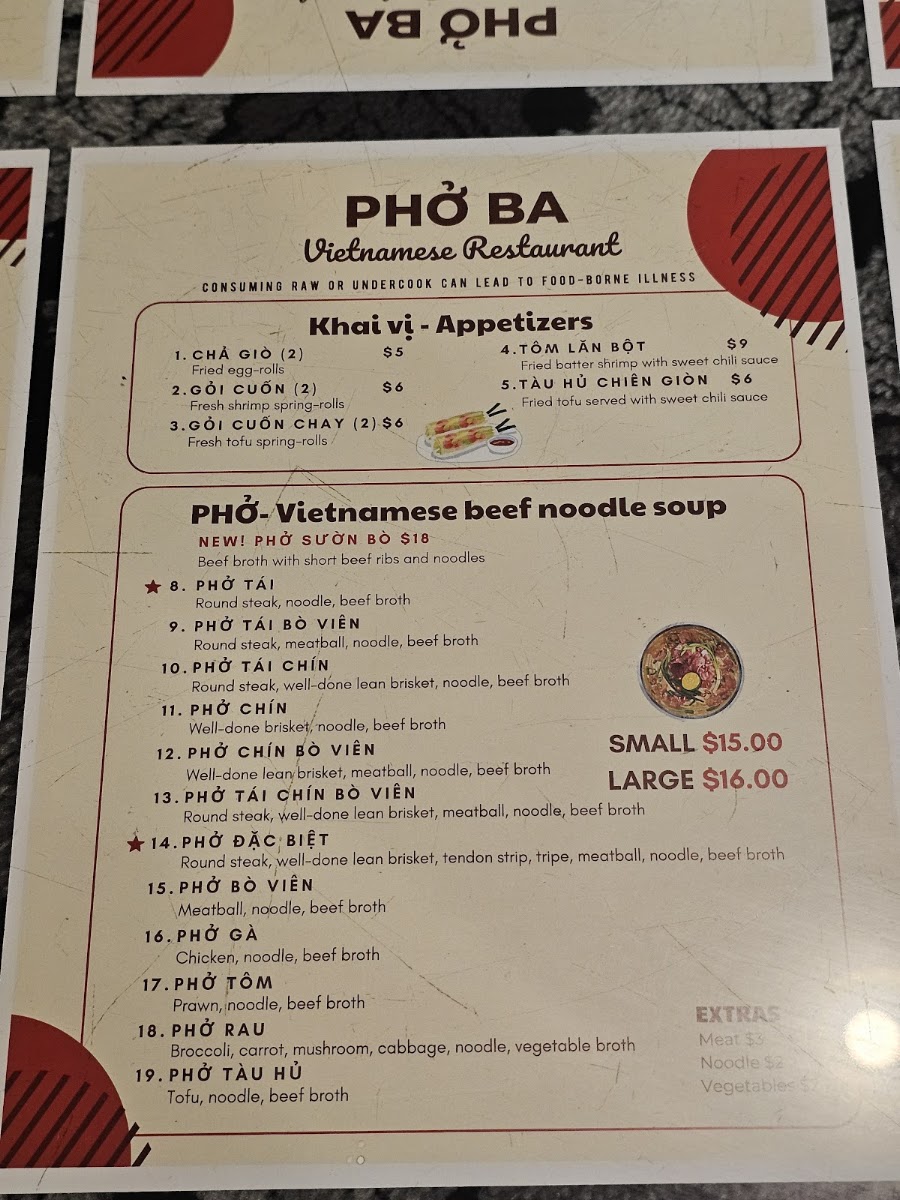 Phở Ba Menu 4