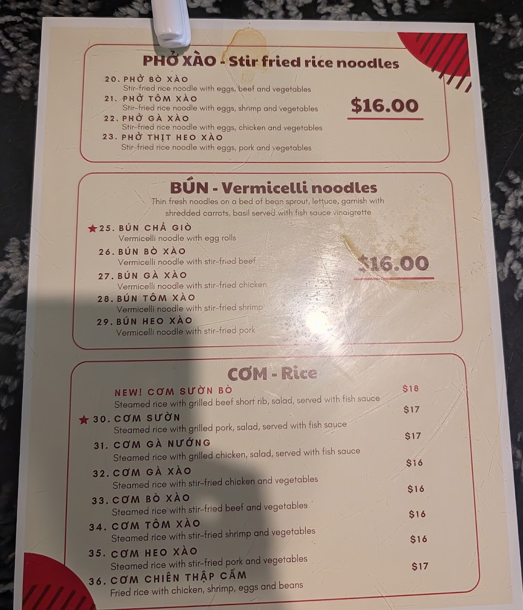 Phở Ba Menu 6