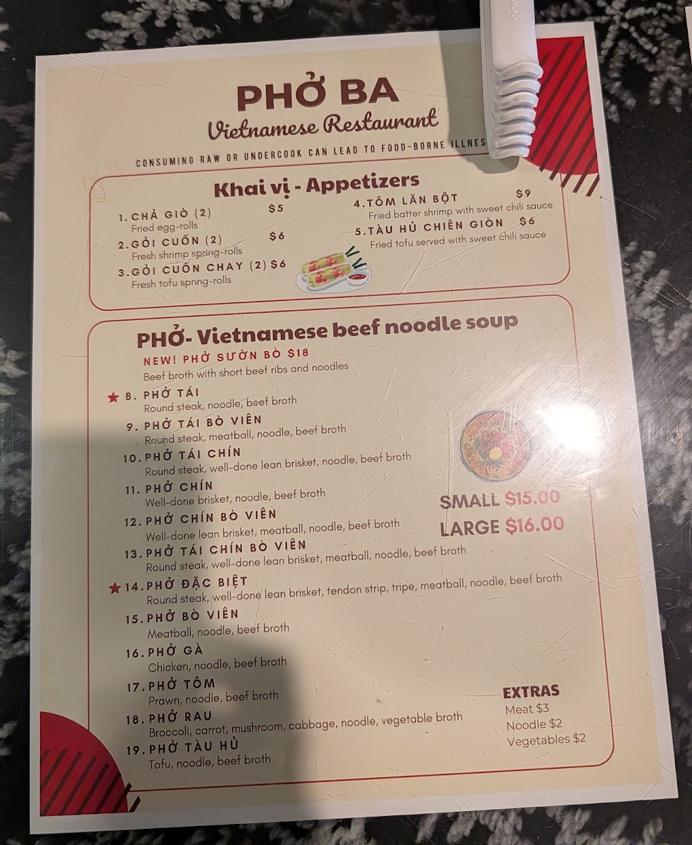 Phở Ba Menu 7