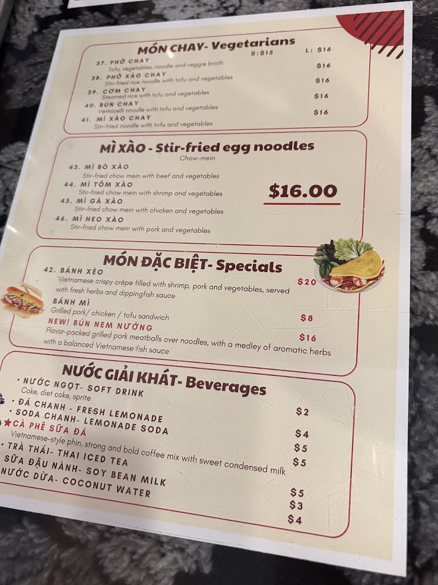 Phở Ba Menu 8