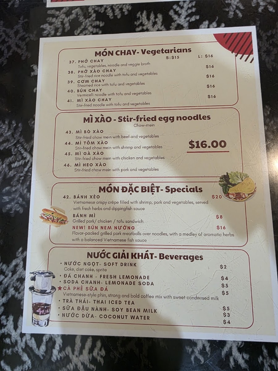 Phở Ba Menu 9