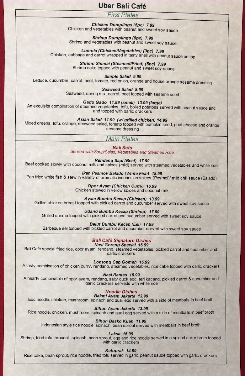 Bali Cafe Menu 9