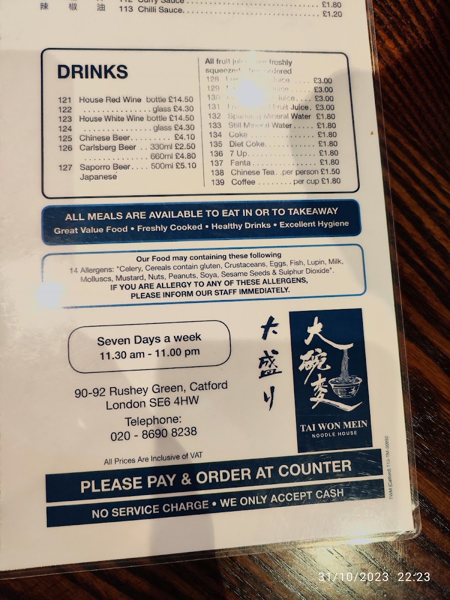 Tai Won Mein Menu 10