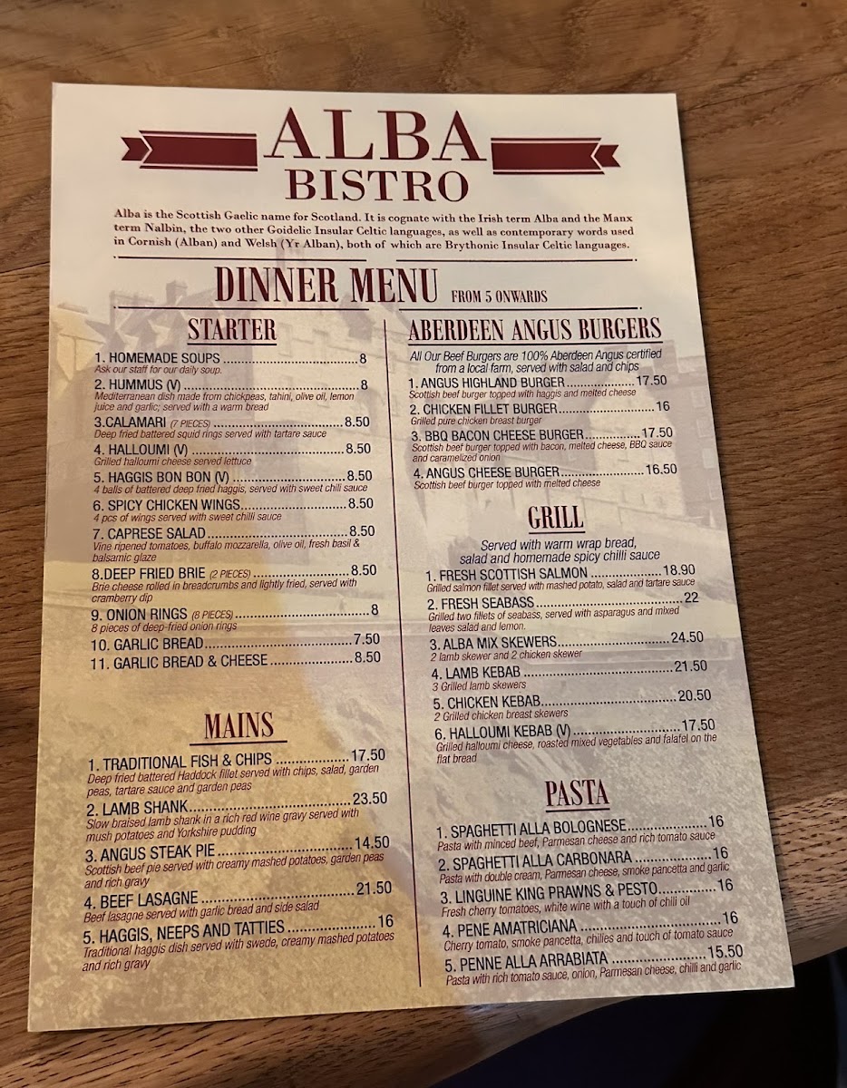Alba Bistro Menu 3