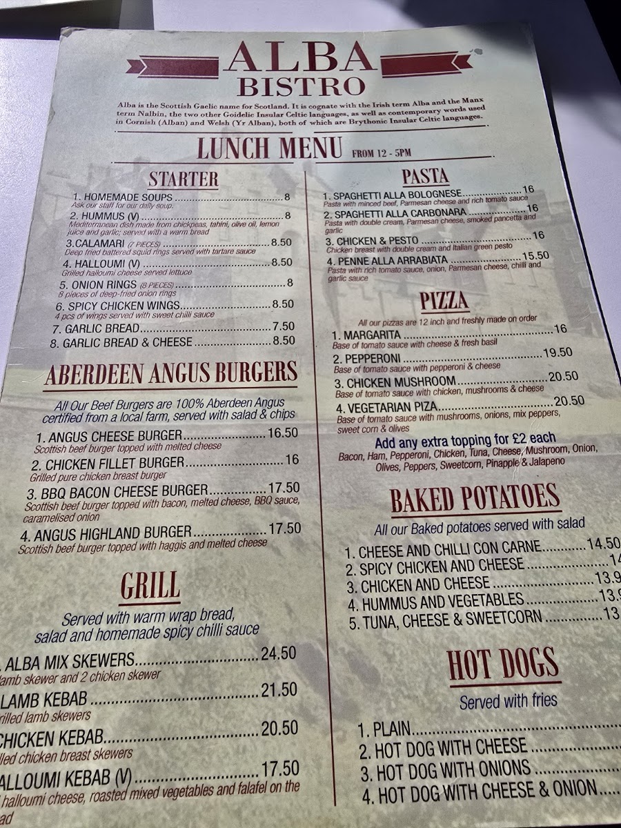 Alba Bistro Menu 5