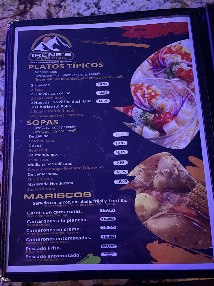Irene's Pupusas Menu 3