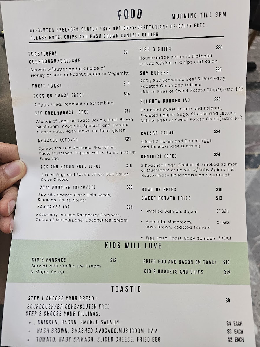Greenhouse Menu 1
