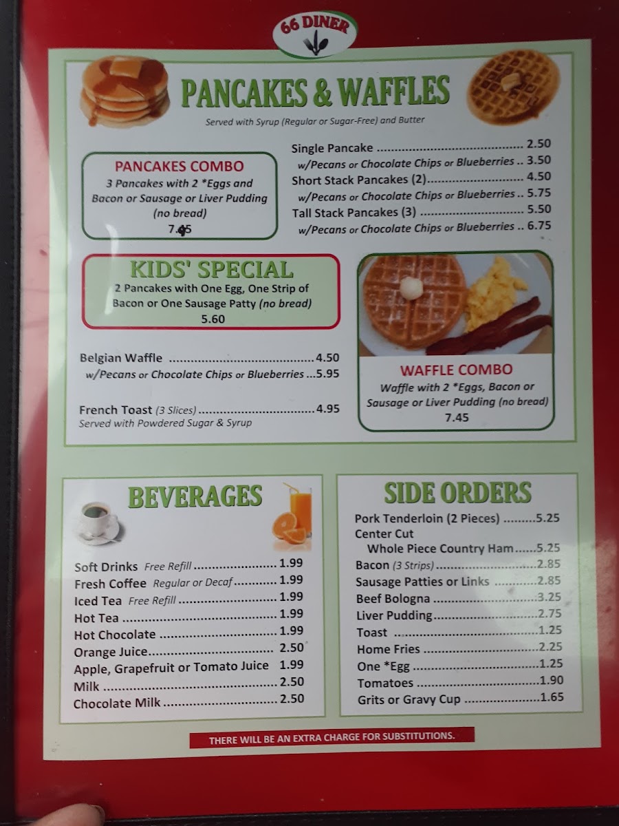 66 Diner Menu 7
