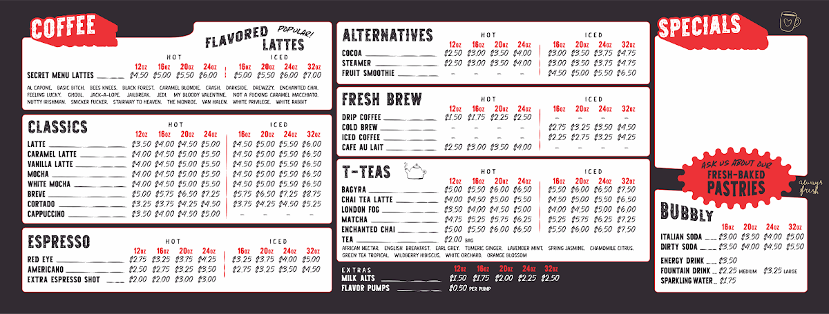 Rise & Grind Coffee Menu 2