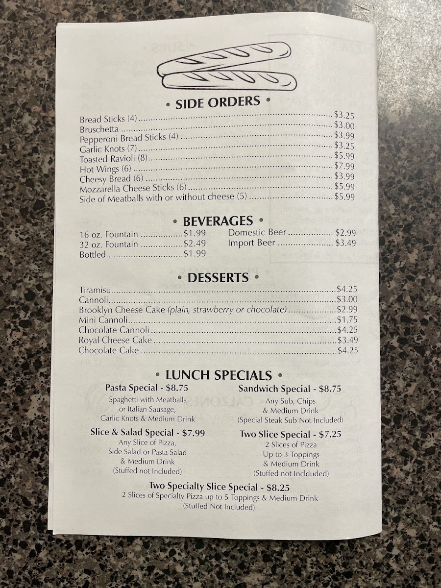Milano's N.Y. Pizza Menu 2