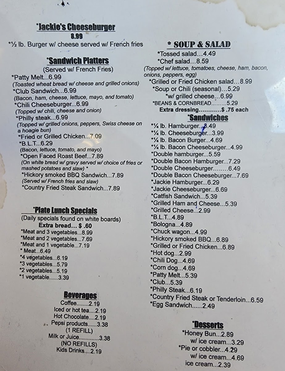 Paul & Jackie's Country Kitchen Menu 4