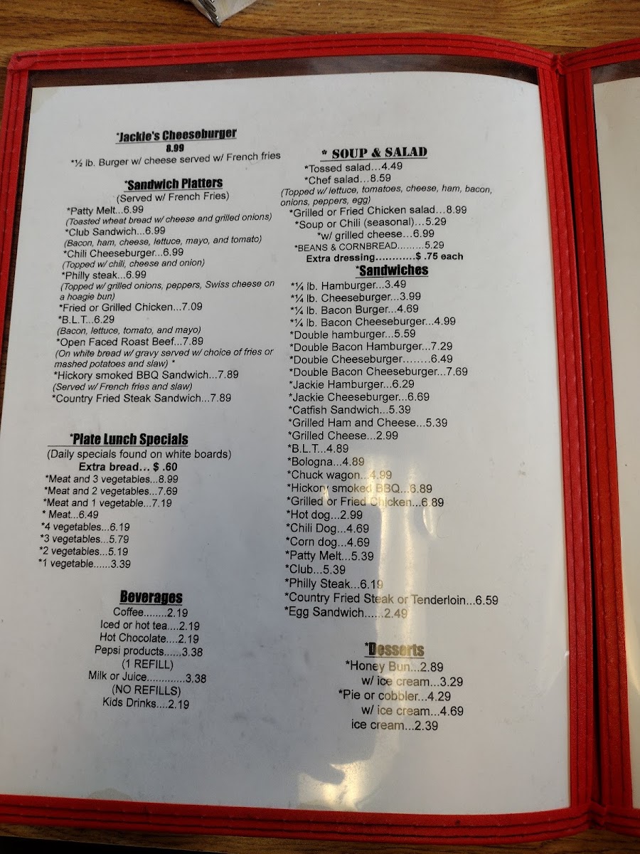 Paul & Jackie's Country Kitchen Menu 9