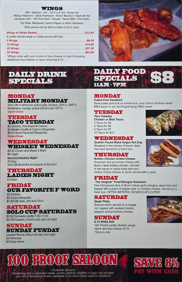 100 Proof Saloon Menu 3