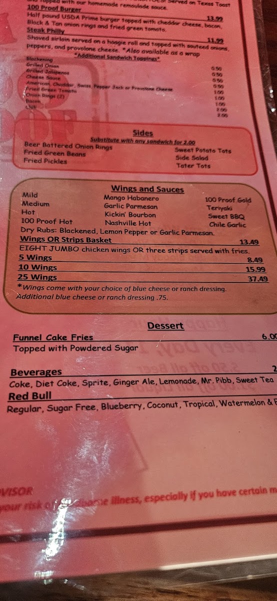 100 Proof Saloon Menu 8