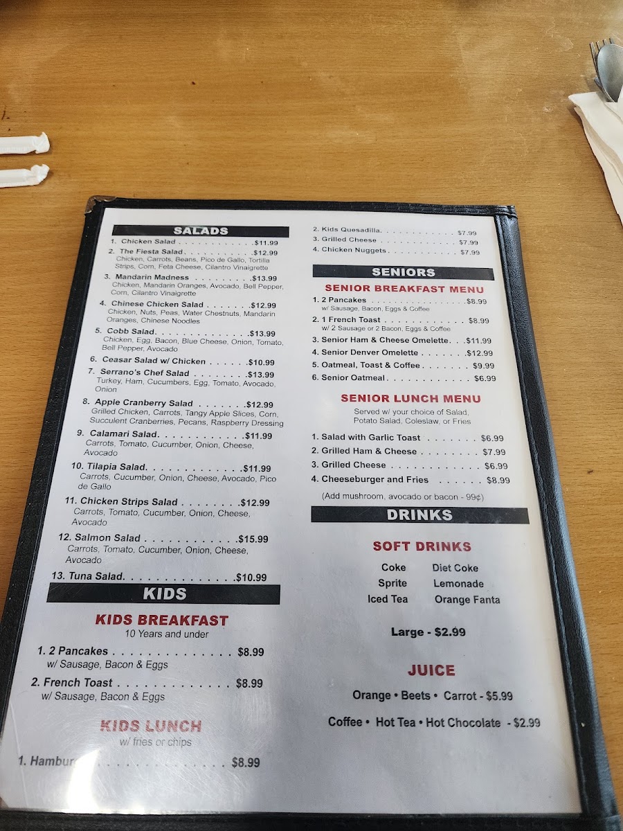 Serrano's Cafe Menu 1