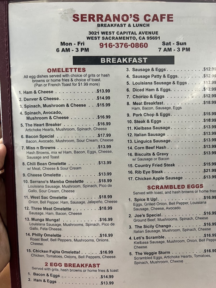 Serrano's Cafe Menu 3
