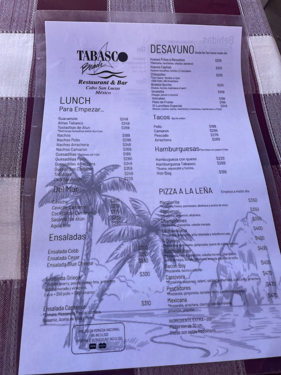 Tabasco Beach Menu 10