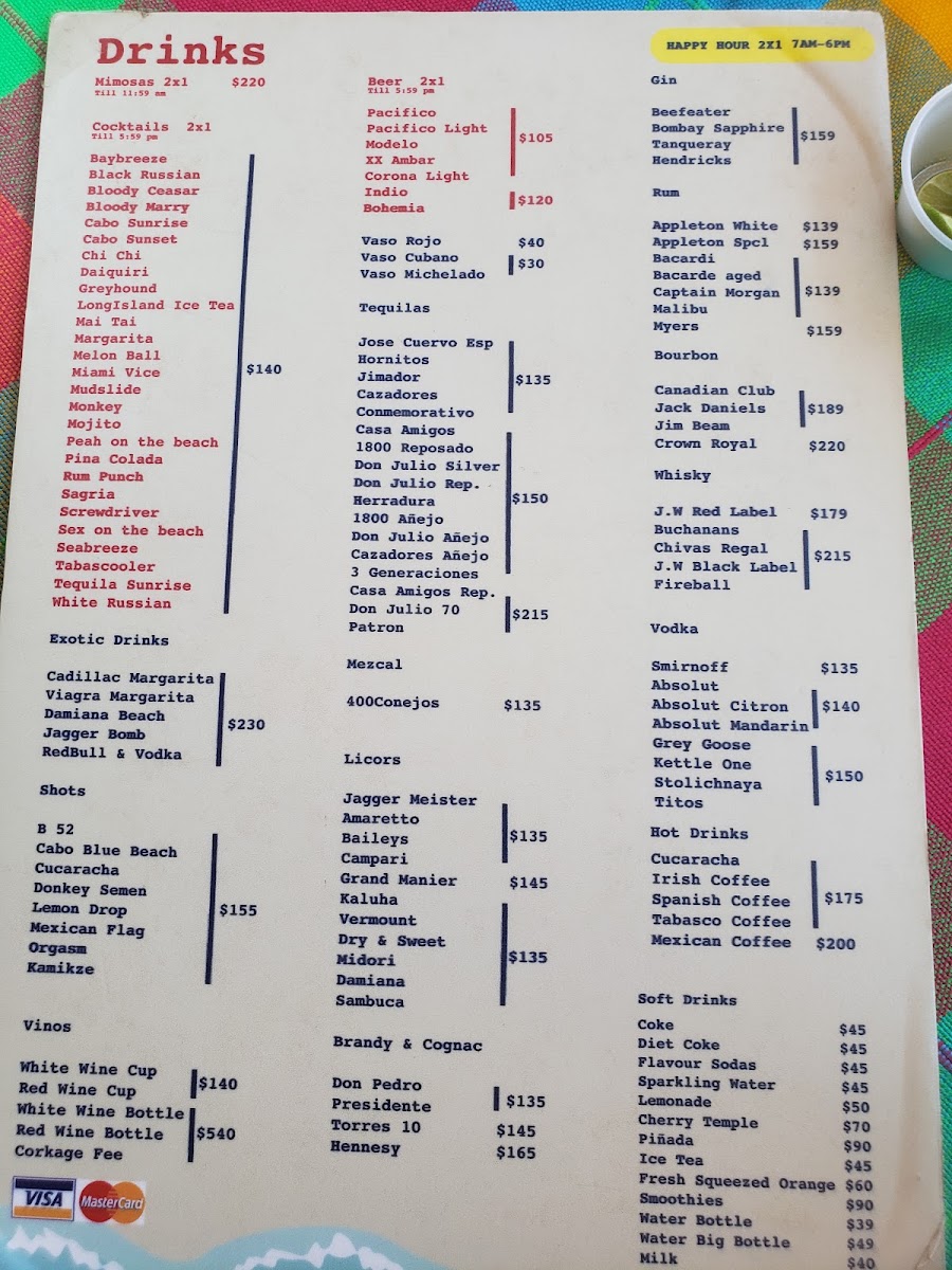 Tabasco Beach Menu 3