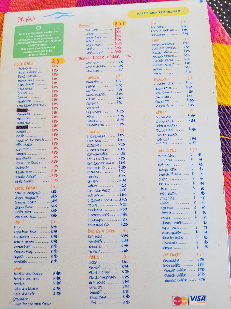 Tabasco Beach Menu 5