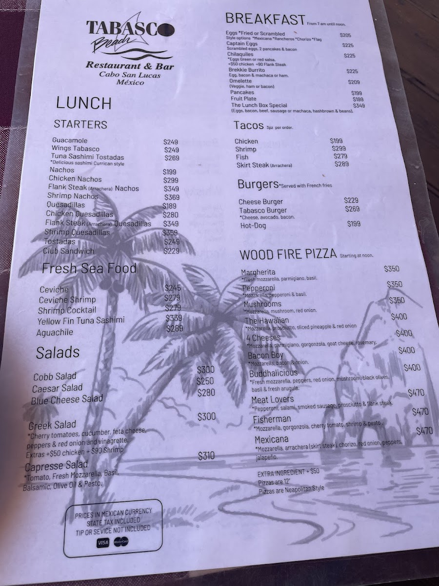 Tabasco Beach Menu 8