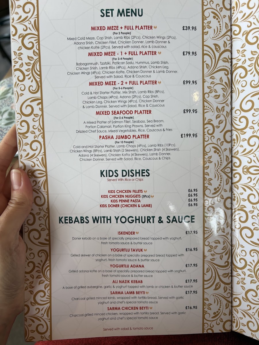 Kemal Pasha Menu 1