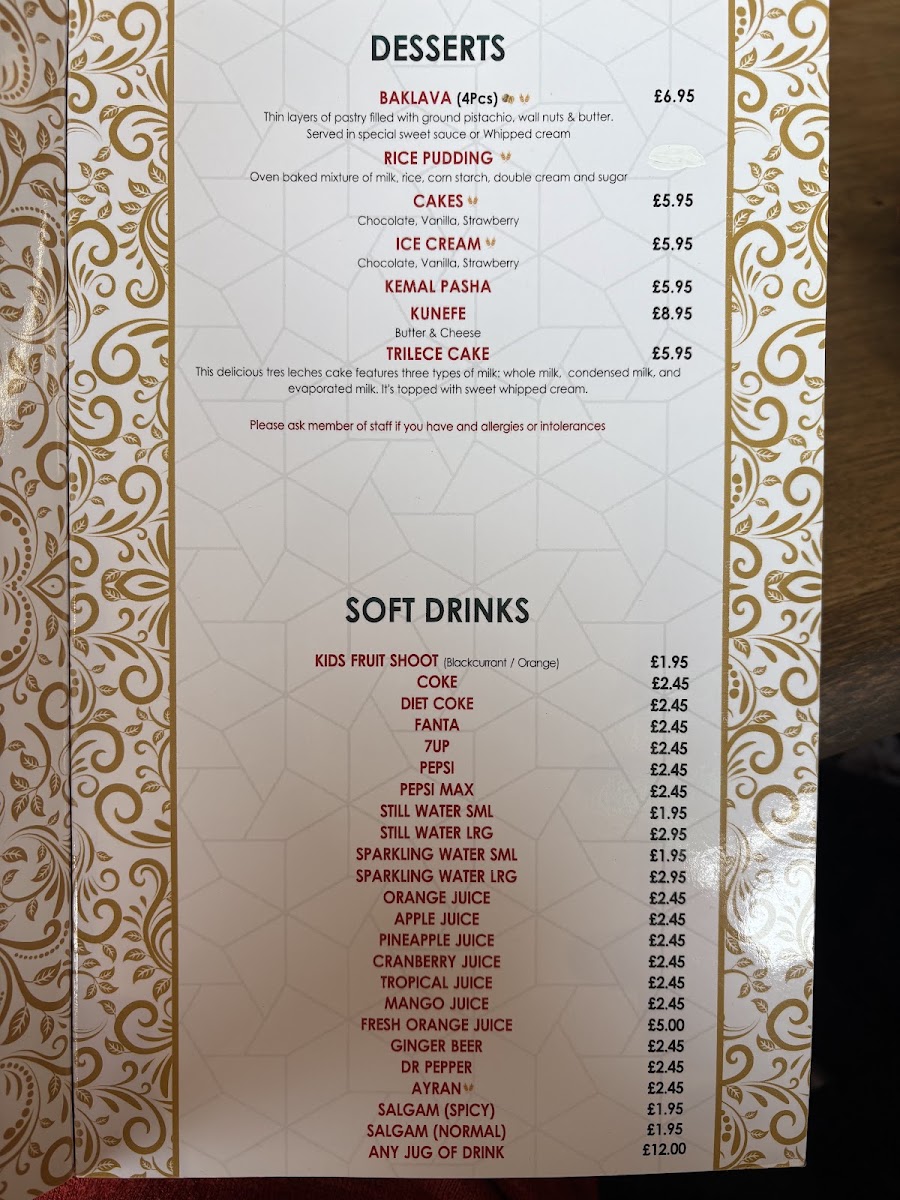 Kemal Pasha Menu 5