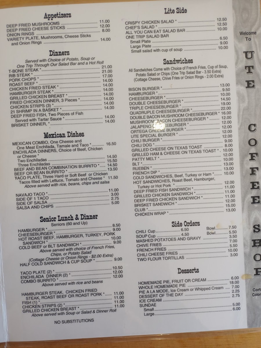 Ute Coffee Shop Menu 10