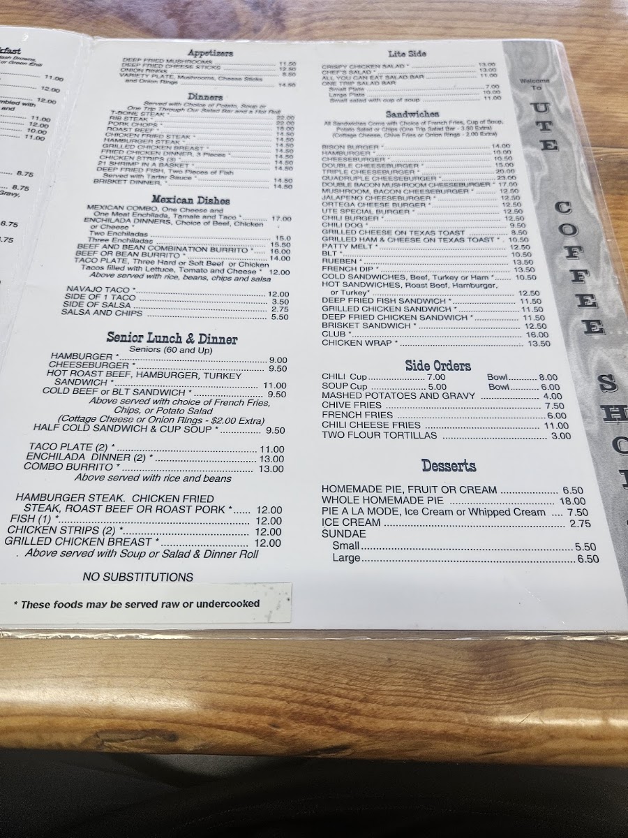 Ute Coffee Shop Menu 8