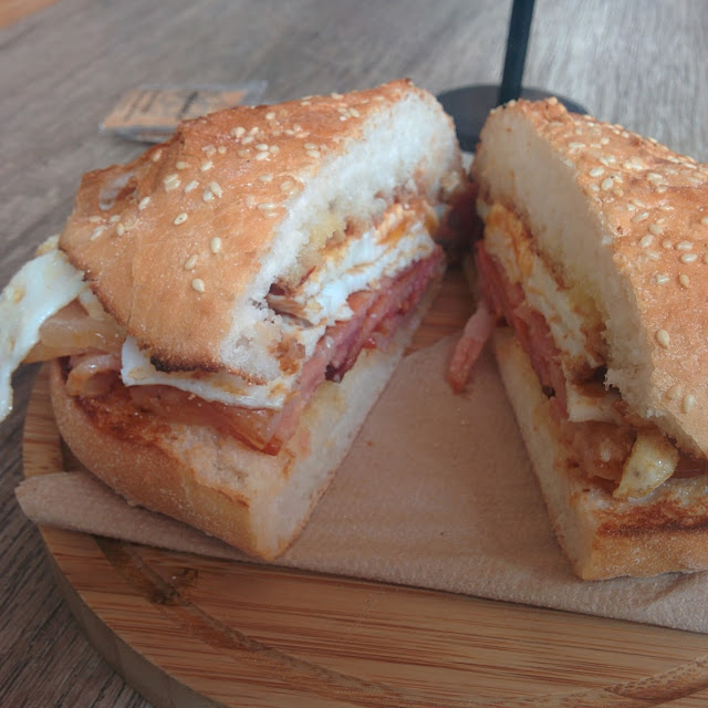 Bacon and Egg on Turkish Roll
