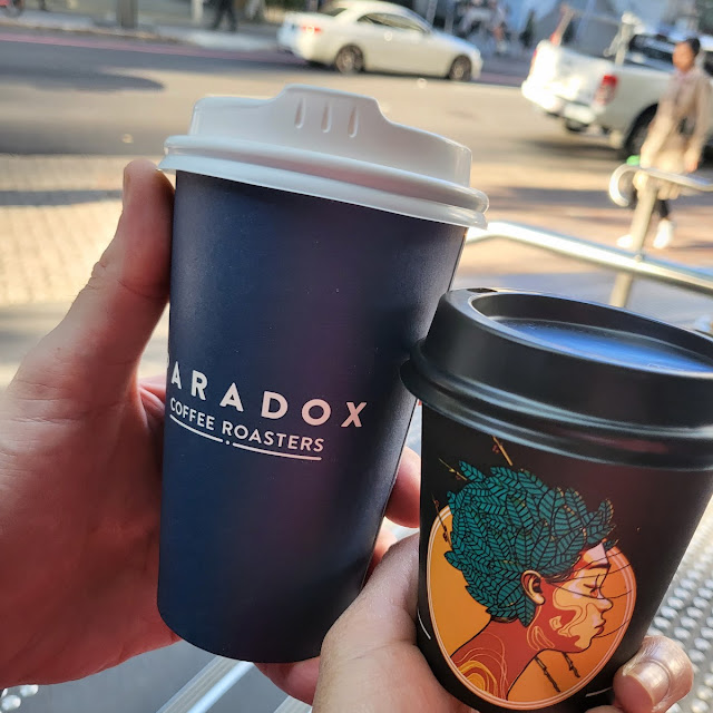 Large Flat White & Small Cappacino with Oat Milk