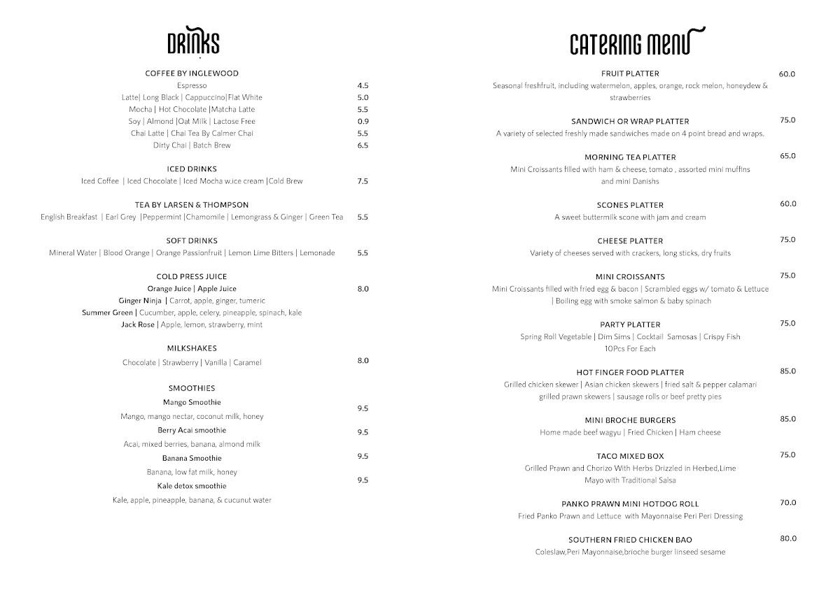 Fergus Cafe Menu 1