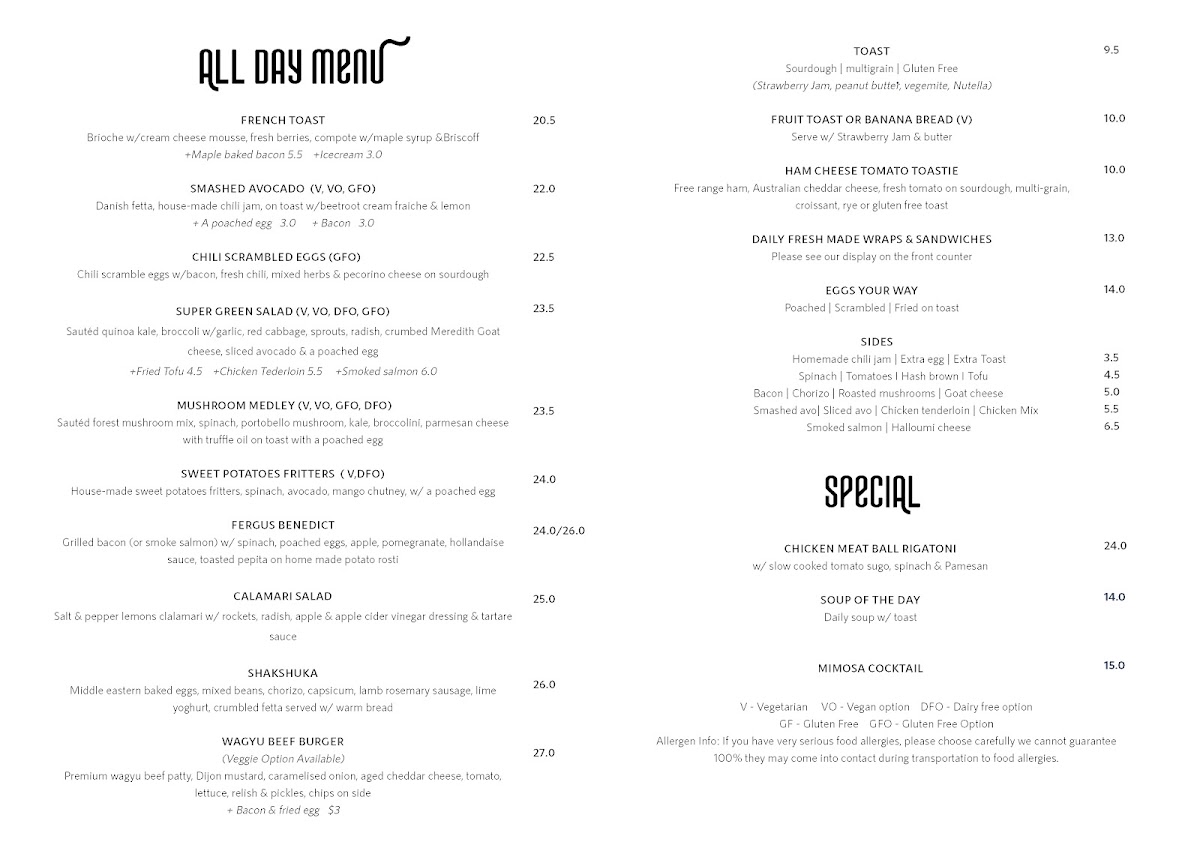 Fergus Cafe Menu 3